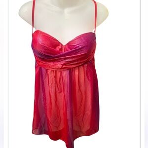 Victoria's Secret Pretty Little Things Pink Purple Shimmer Mesh Nightie Dress